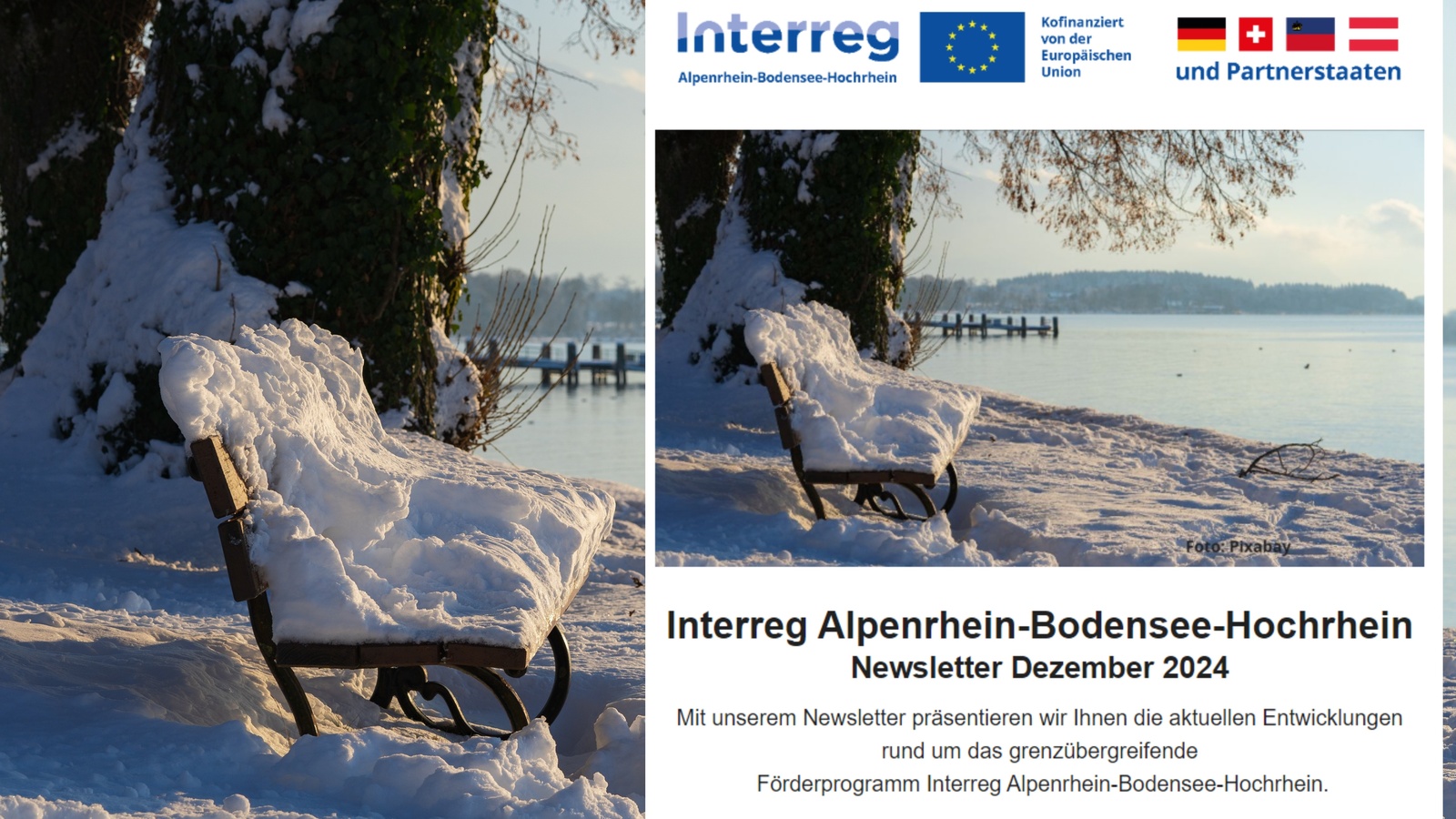 Die Dezember-Ausgabe des Newsletters des grenzübergreifenden Interreg Alpenrhein-Bodensee-Hochrhein Programms wurde versendet.