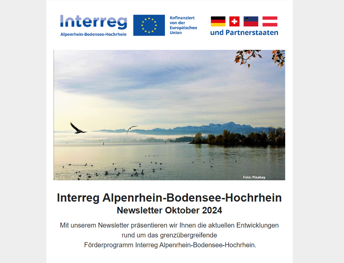 Die Oktober-Ausgabe des Newsletters des grenzübergreifenden Interreg Alpenrhein-Bodensee-Hochrhein Programms wurde verschickt.